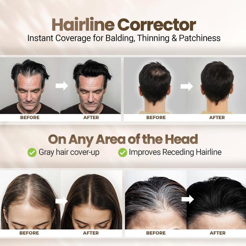 هيربيش بودرة كولوريت لتغطية جذور الشعر - بودرة سوداء طبيعية للنساء والرجال، تغطية فورية للشعر الرمادي، خافي عيوب خط الشعر للشعر الخفيف وبقع الصلع، مقاومة للماء والتلطخ، 4 غرام - Image 3